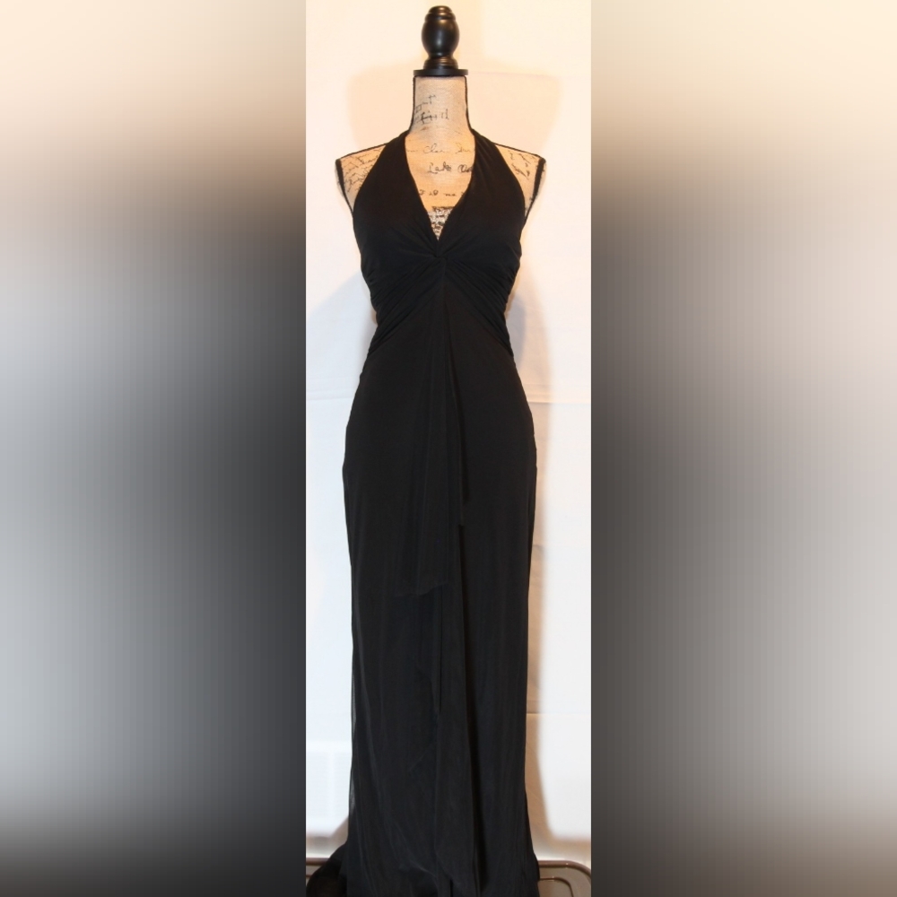 Cache Black Backless Halter Dress